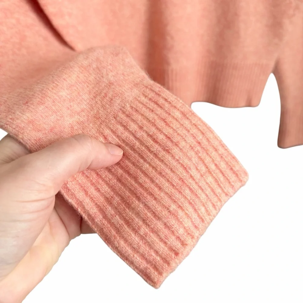 J. Crew Collared V-Neck Sweater in Supersoft Yarn Coral Pink Size Small NWT